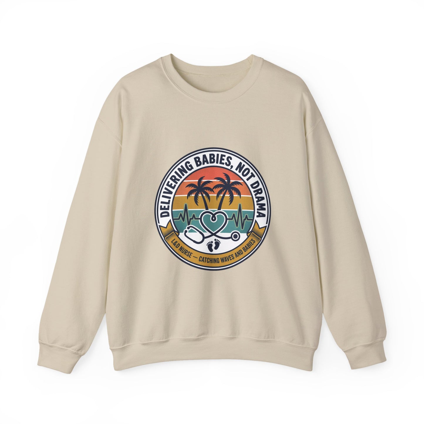 Retro Sunset Palms Crewneck, vintage distressed Americana, summer BBQ 4th of July