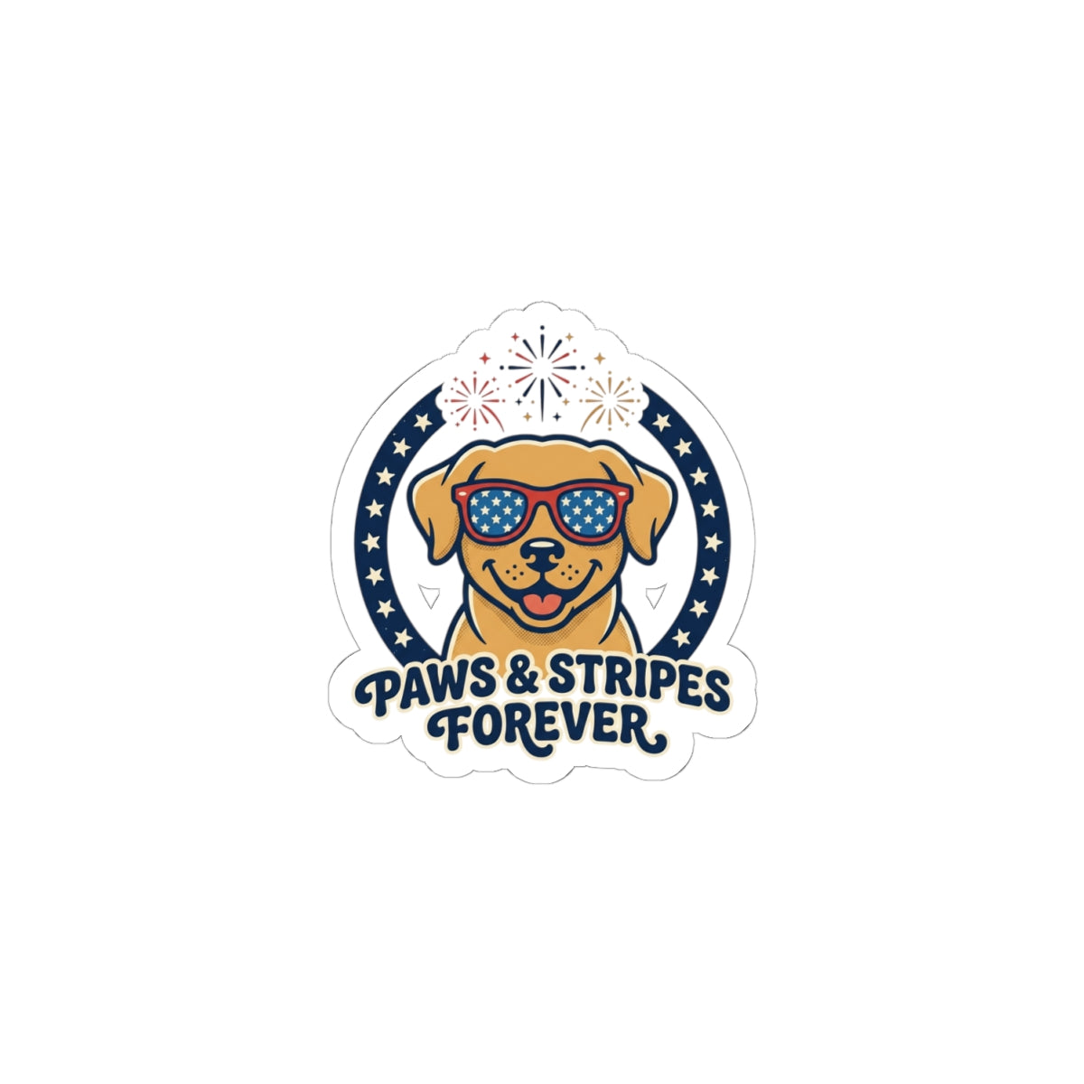 Paws & Stripes Forever Sticker | Americana 4th of July, Retro Patriotic Palette