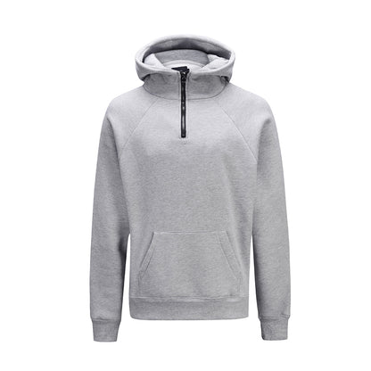 Oversize solid half-zip fleece pullover hoodie