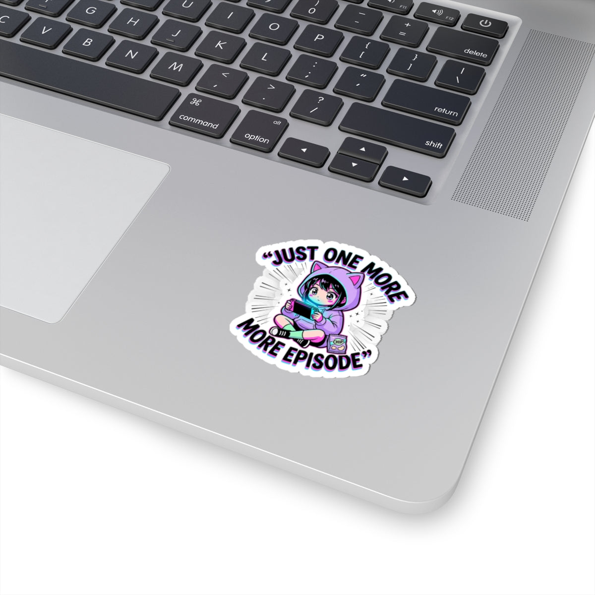 Just One More Episode Kiss-Cut Sticker | chibi anime aesthetic, kawaii manga panel