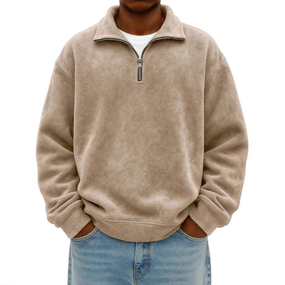 Stylish Vintage Oversized Mens Half-zip Hoodie