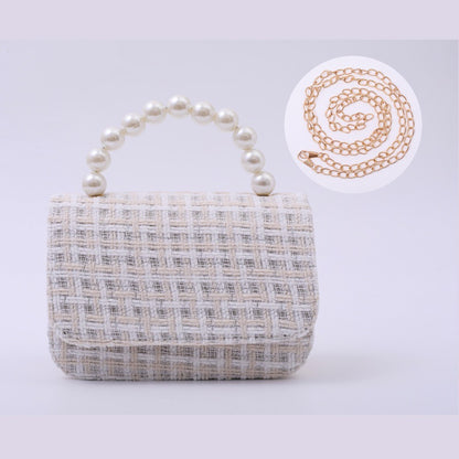 Cotton And Linen Pearl-handled Tote Bag For Kindergarten Kids