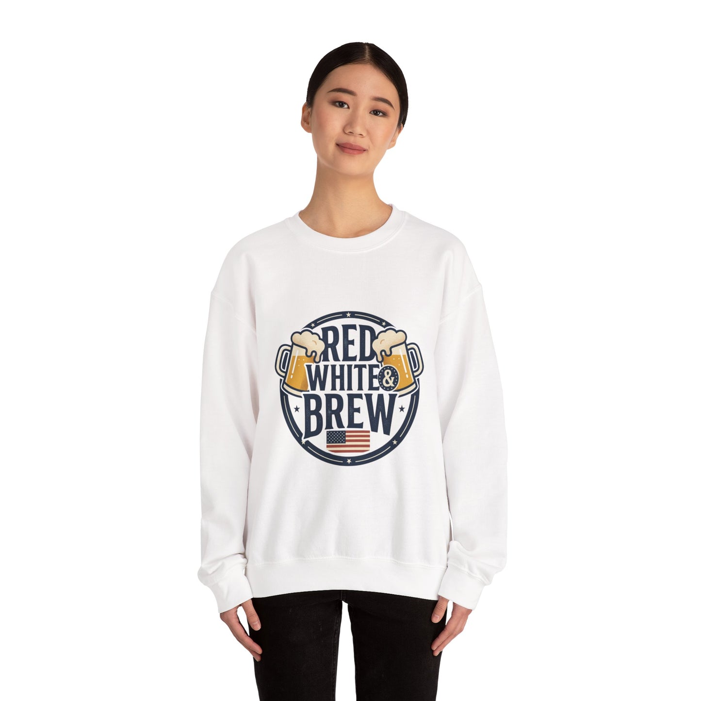 Red White & Brew Sweatshirt | Americana, Vintage Distressed, 4th of July
