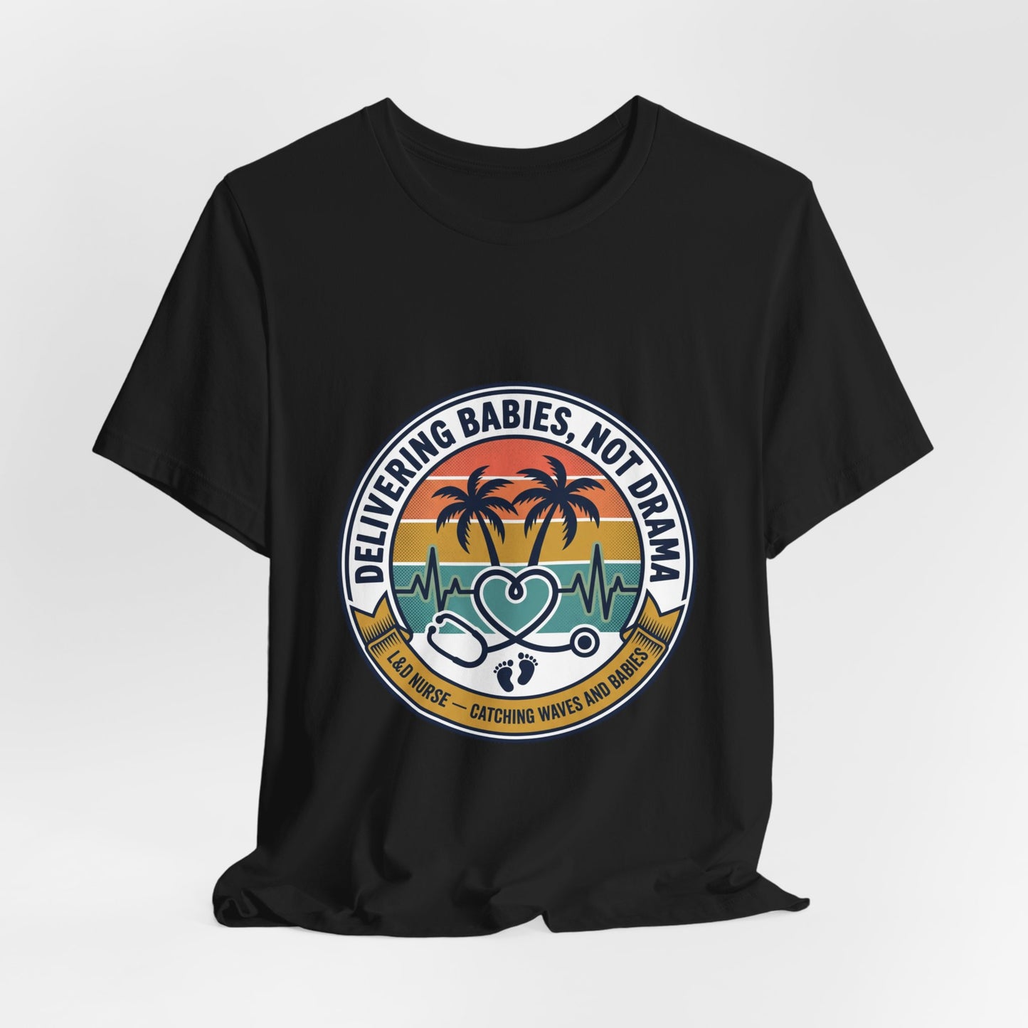 Retro Sunset Palm Badge Tee | Americana, vintage distressed 4th of July