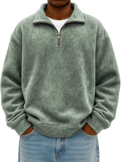 Stylish Vintage Oversized Mens Half-zip Hoodie