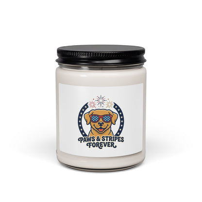 Paws & Stripes Forever Candle, Soy Jar | Americana, Retro 4th of July