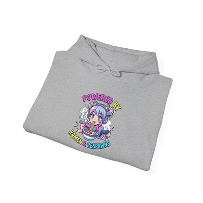 Hoodie — "Powered By Caffeine & Curiosity" Cute Anime Coffee Graphic