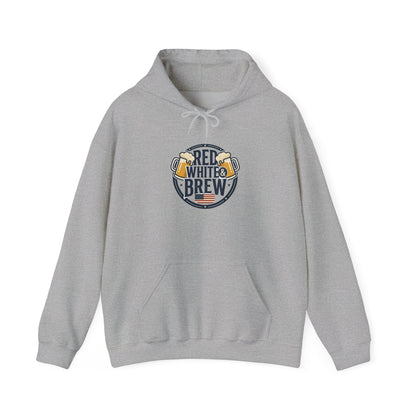 Red White Brew Hoodie | Americana, vintage distressed patriotic palette