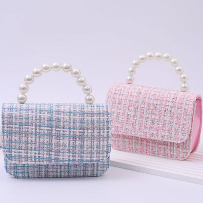 Cotton And Linen Pearl-handled Tote Bag For Kindergarten Kids