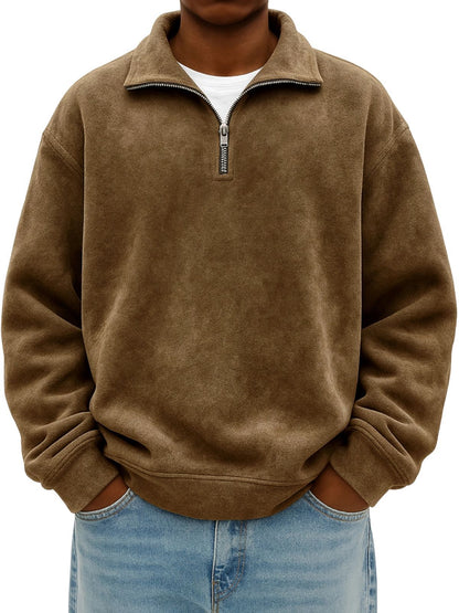 Stylish Vintage Oversized Mens Half-zip Hoodie