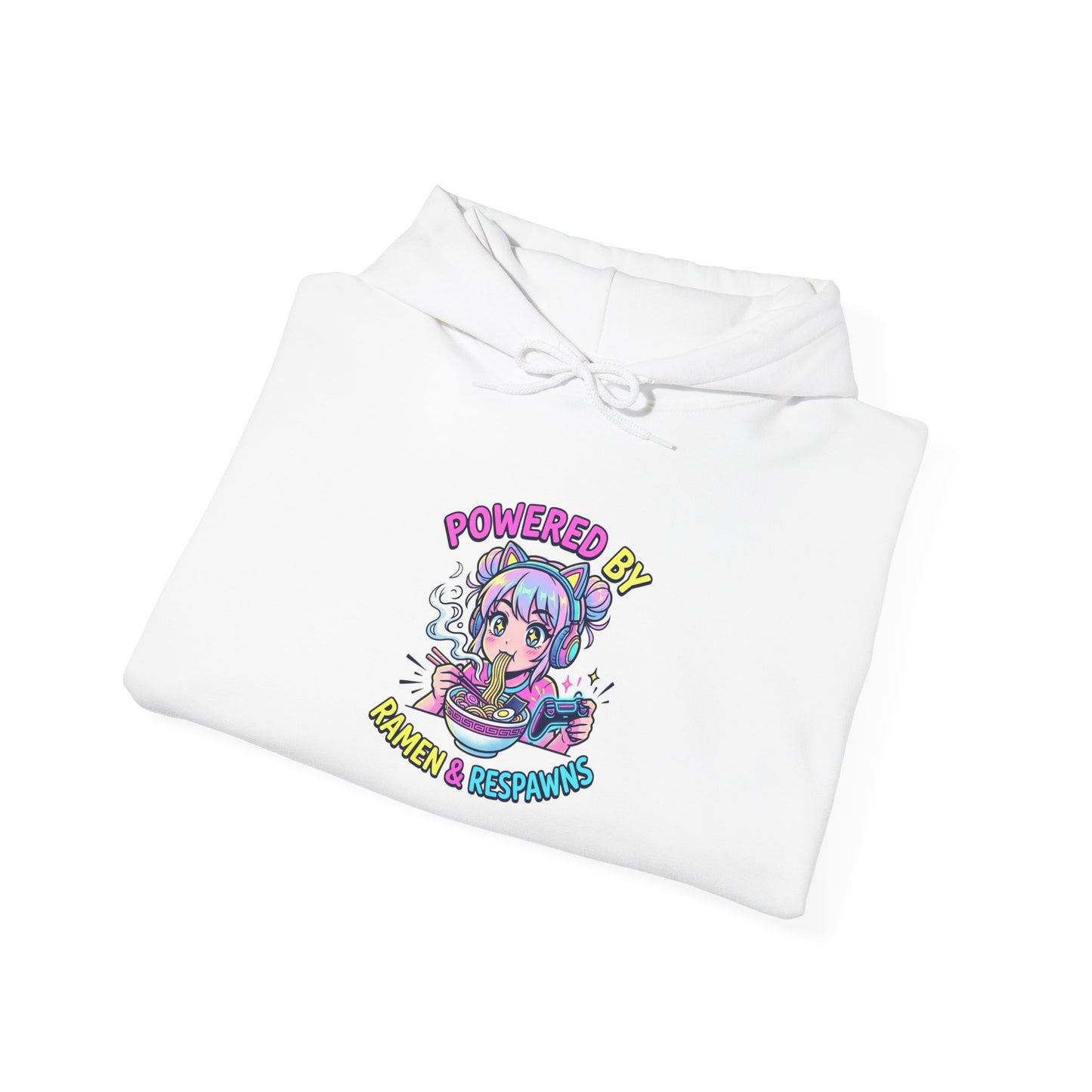 Hoodie — "Powered By Caffeine & Curiosity" Cute Anime Coffee Graphic