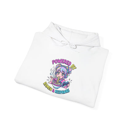 Hoodie — "Powered By Caffeine & Curiosity" Cute Anime Coffee Graphic