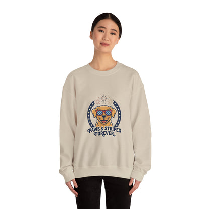 Paws & Stripes Forever Sweatshirt | Americana Retro, vintage distressed patriotic palette