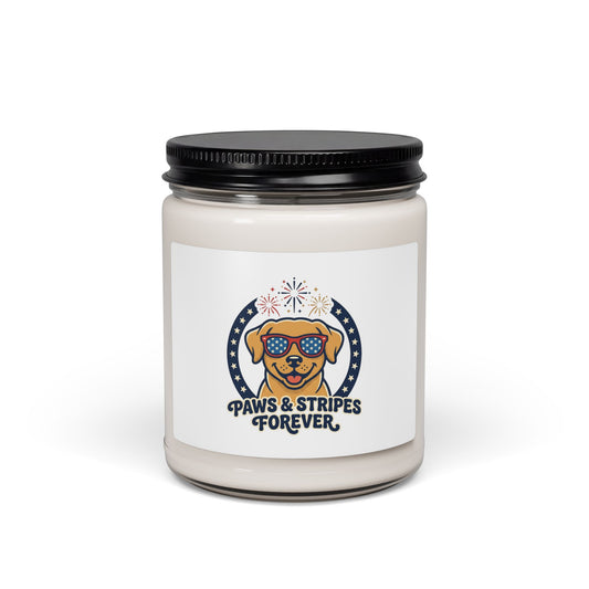 Paws & Stripes Forever Candle, Soy Jar | Americana, Retro 4th of July