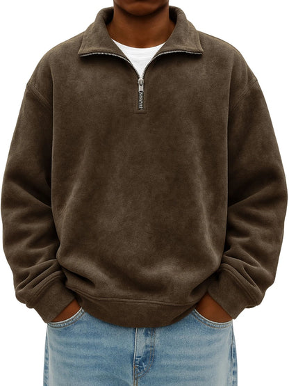 Stylish Vintage Oversized Mens Half-zip Hoodie
