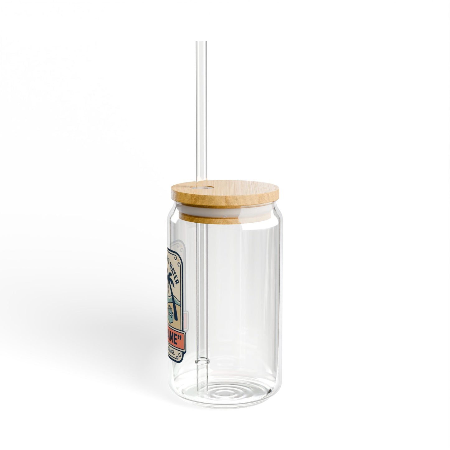 Personalized Beach Vibes Sipper Glass - 16oz Travel Tumbler with Straw