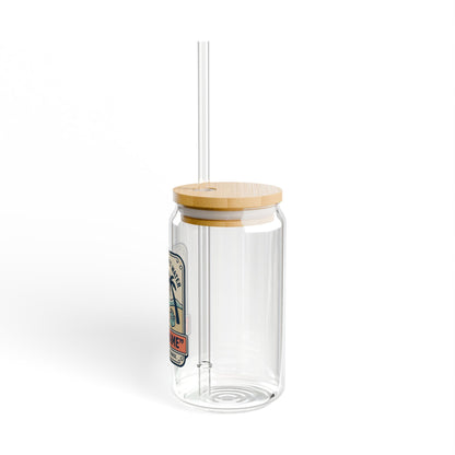 Personalized Beach Vibes Sipper Glass - 16oz Travel Tumbler with Straw