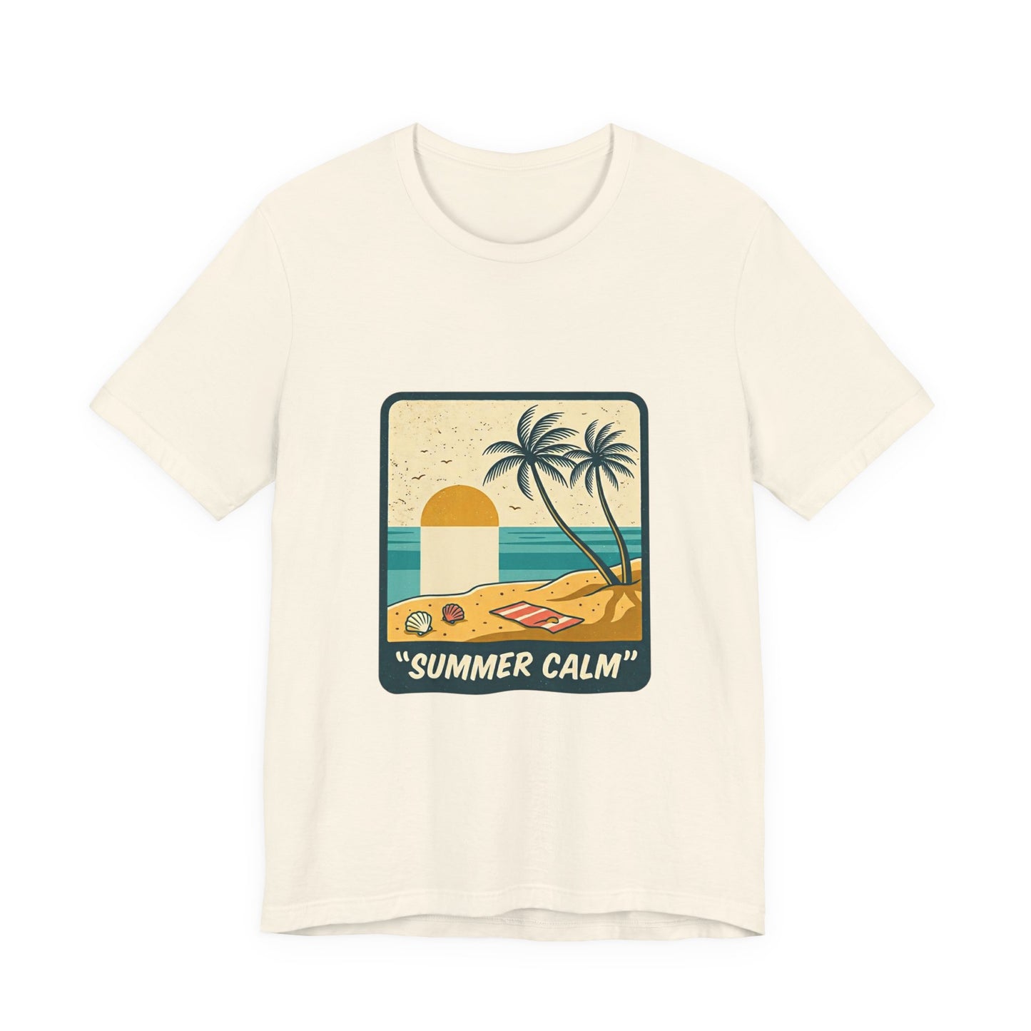 Summer Calm Beach T‑Shirt — Retro Palm Tree Sunset Tee