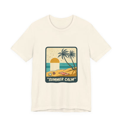 Summer Calm Beach T‑Shirt — Retro Palm Tree Sunset Tee