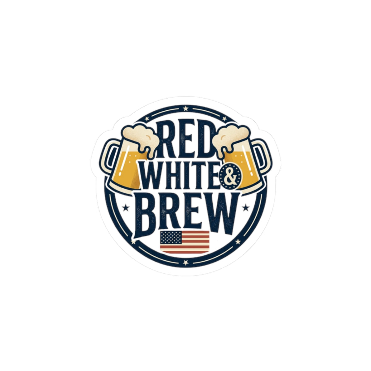 Red White & Brew Kiss-Cut Sticker | Americana Retro, 4th of July
