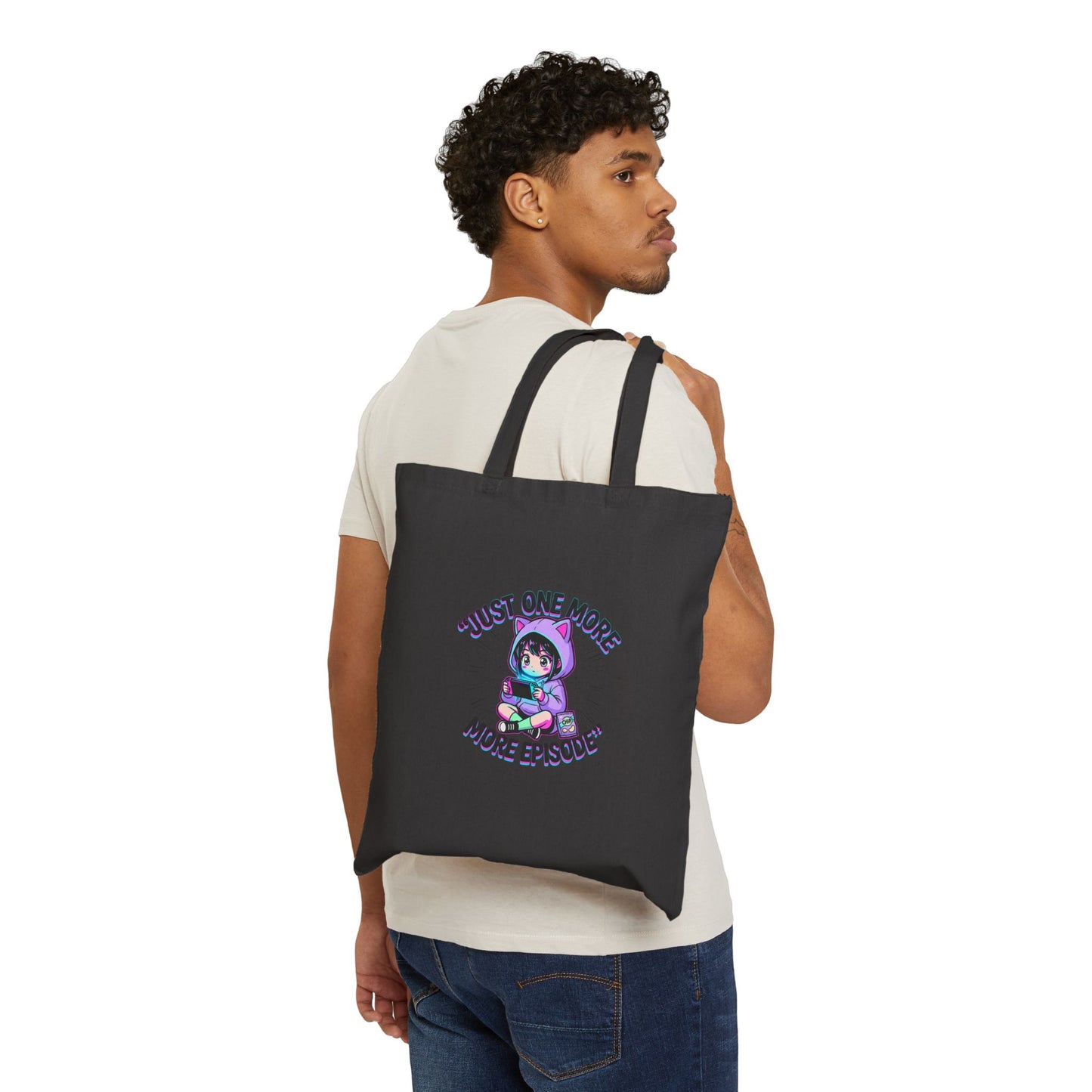 Tote Bag — "Just One More Episode" Cute Gamer Binge-Watching Cotton Canvas Tote