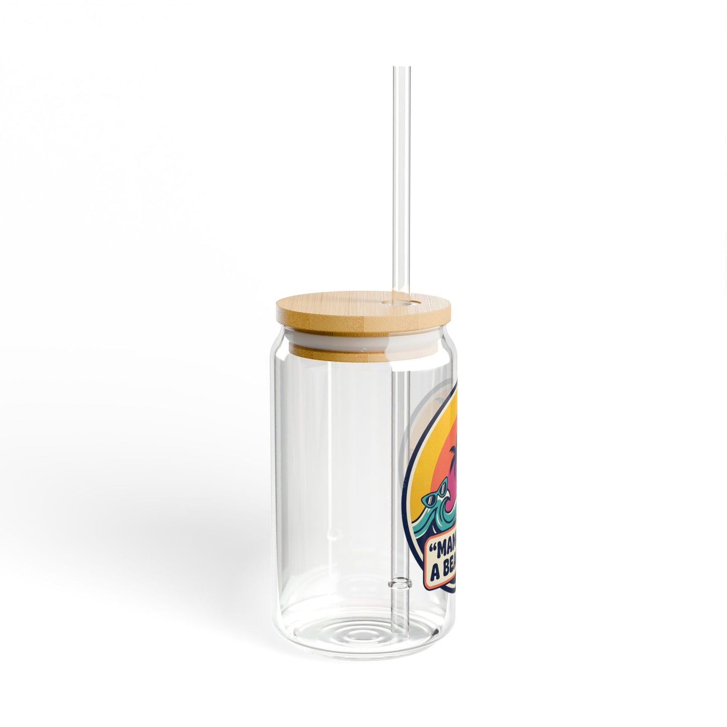 Sipper Glass - "Mama Needs a Beach Day" Tropical Palm Beach Tumbler, 16oz