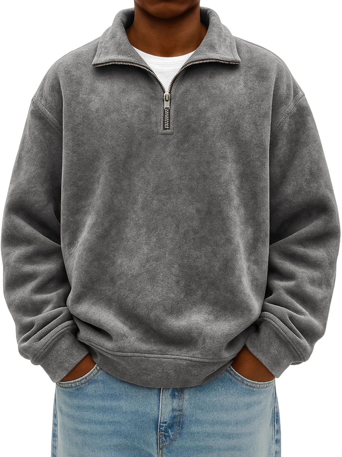 Stylish Vintage Oversized Mens Half-zip Hoodie