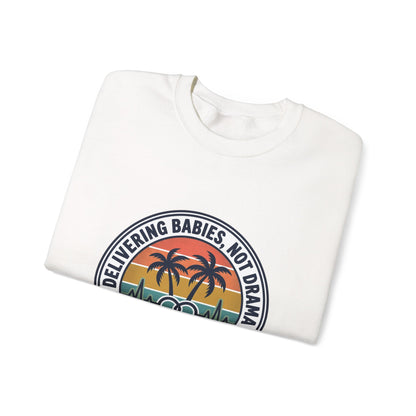 Retro Sunset Palms Crewneck, vintage distressed Americana, summer BBQ 4th of July