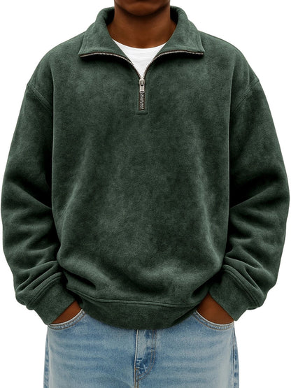 Stylish Vintage Oversized Mens Half-zip Hoodie