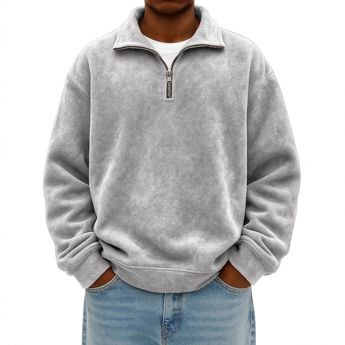 Stylish Vintage Oversized Mens Half-zip Hoodie