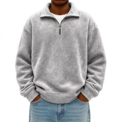 Stylish Vintage Oversized Mens Half-zip Hoodie