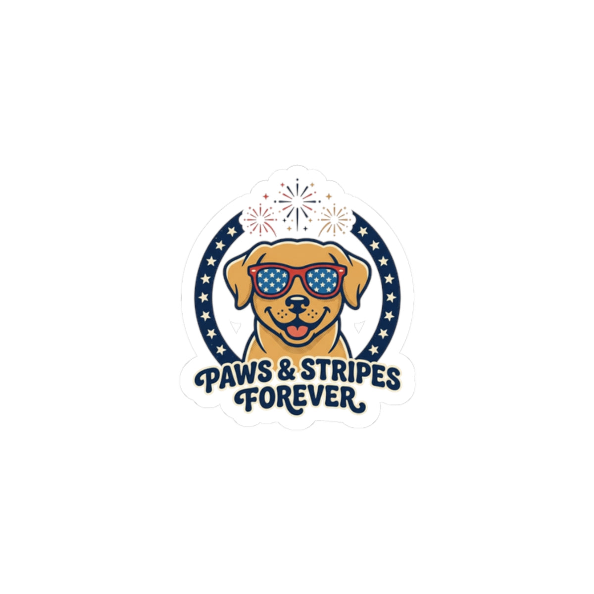 Paws & Stripes Forever Sticker | Americana 4th of July, Retro Patriotic Palette