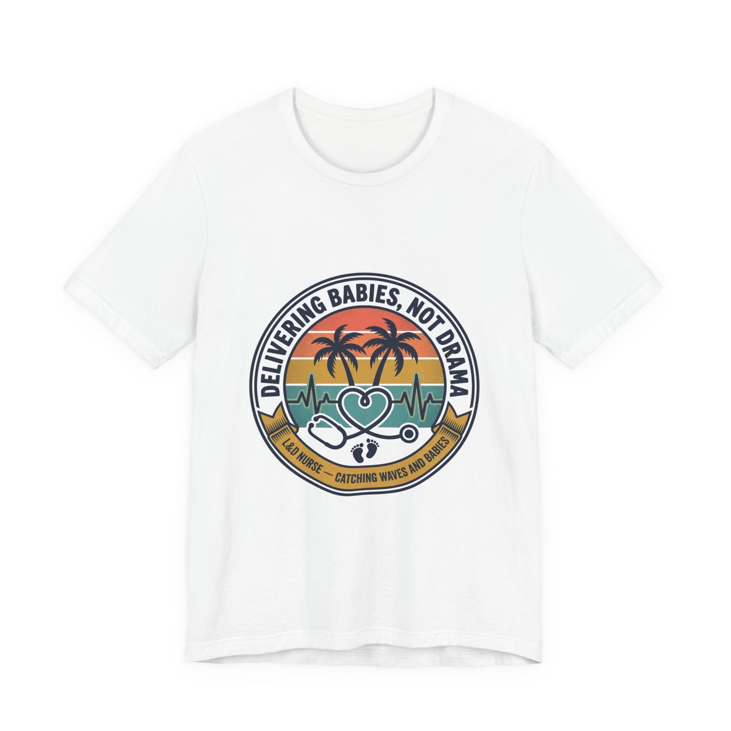 Retro Sunset Palm Badge Tee | Americana, vintage distressed 4th of July