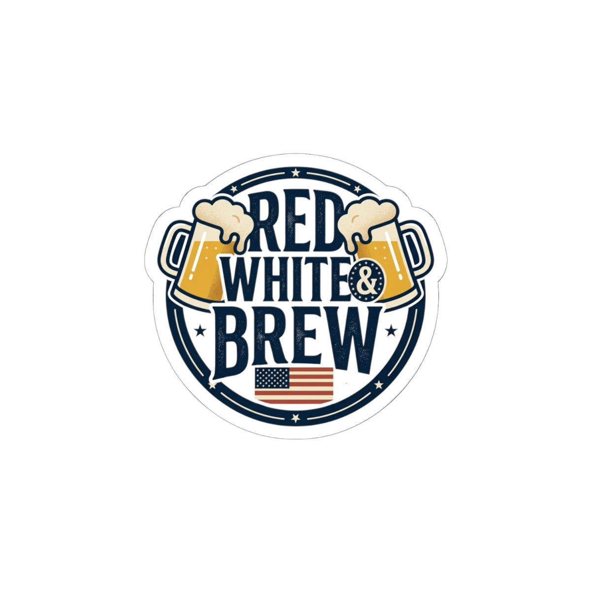 Red White & Brew Kiss-Cut Sticker | Americana Retro, 4th of July