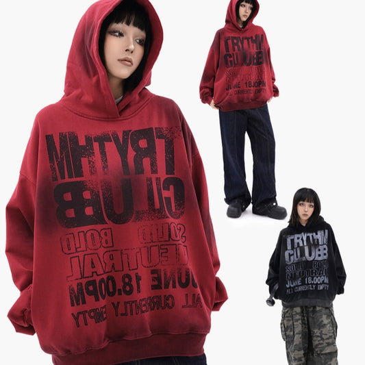 Aged-style Letter-print Hoodie In American