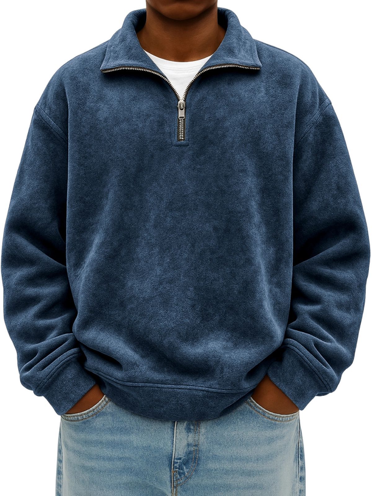 Stylish Vintage Oversized Mens Half-zip Hoodie
