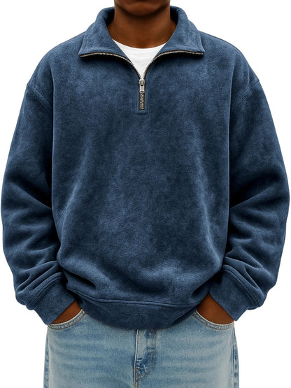 Stylish Vintage Oversized Mens Half-zip Hoodie