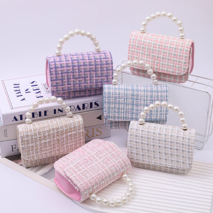 Cotton And Linen Pearl-handled Tote Bag For Kindergarten Kids