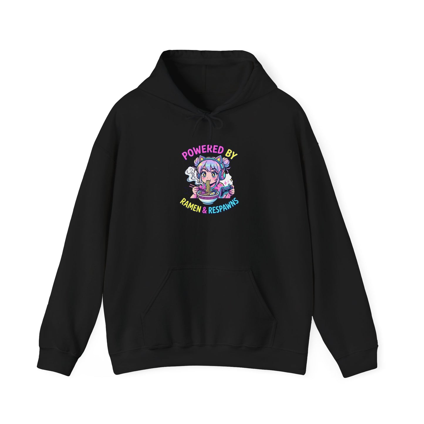 Hoodie — "Powered By Caffeine & Curiosity" Cute Anime Coffee Graphic
