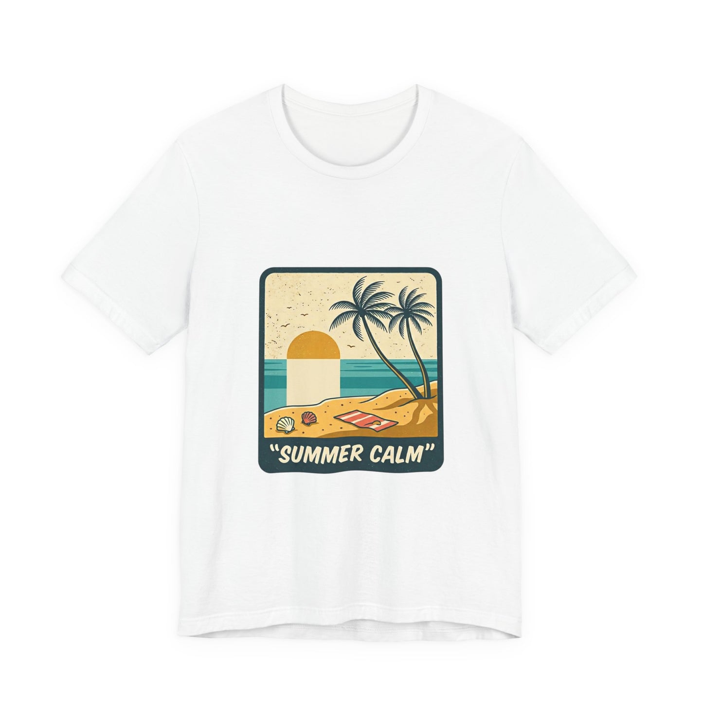 Summer Calm Beach T‑Shirt — Retro Palm Tree Sunset Tee