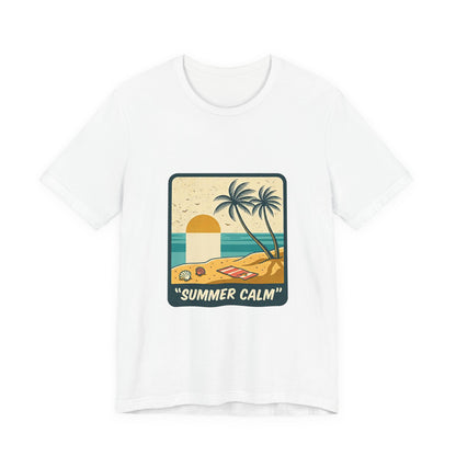 Summer Calm Beach T‑Shirt — Retro Palm Tree Sunset Tee