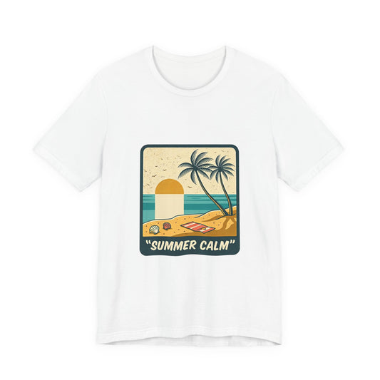 Summer Calm Beach T‑Shirt — Retro Palm Tree Sunset Tee