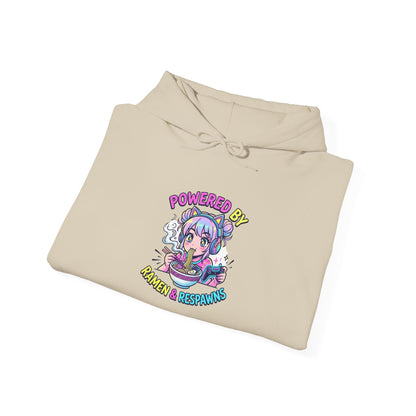 Hoodie — "Powered By Caffeine & Curiosity" Cute Anime Coffee Graphic