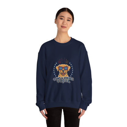 Paws & Stripes Forever Sweatshirt | Americana Retro, vintage distressed patriotic palette