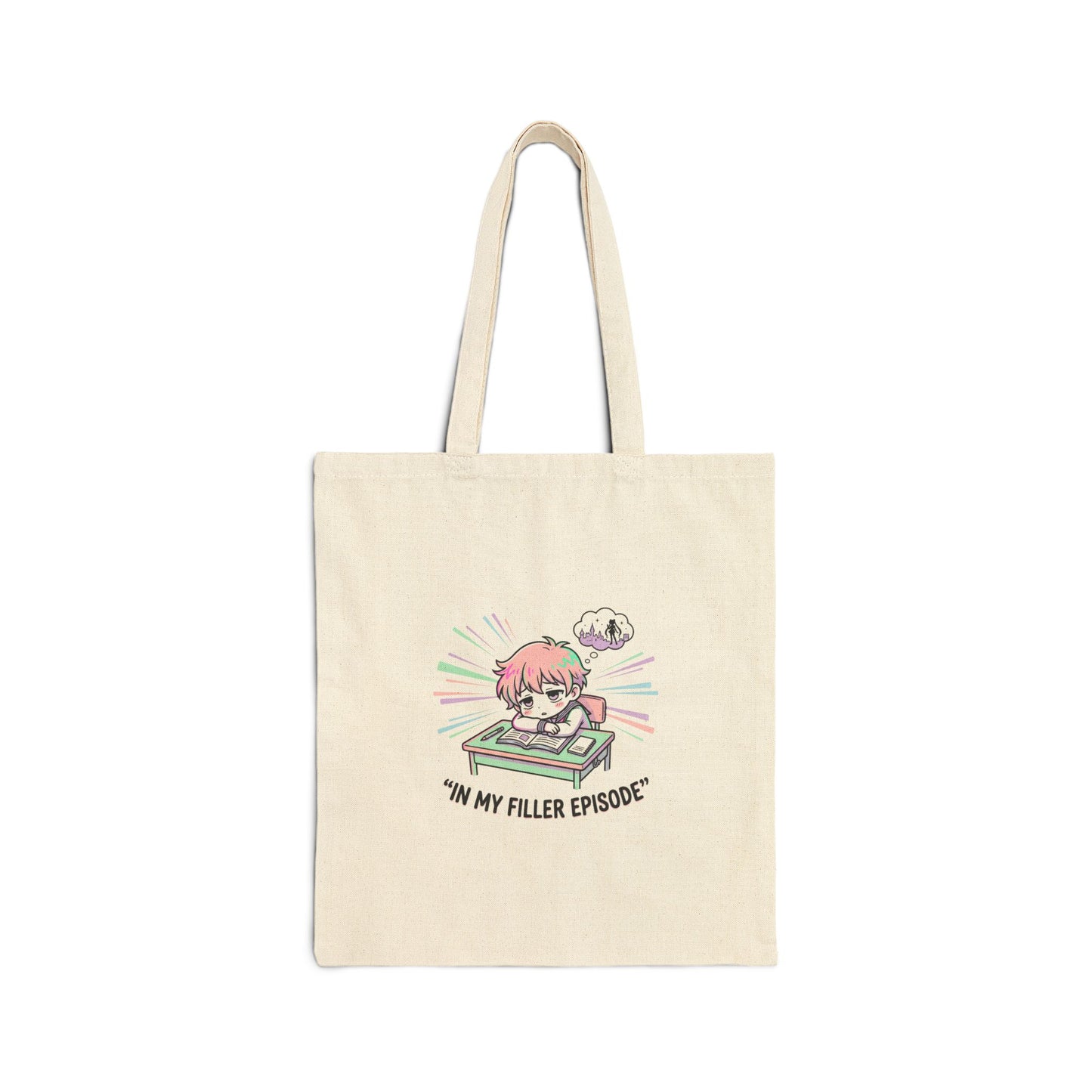 chibi anime character tote | kawaii manga panel, pastel magical-girl aesthetic