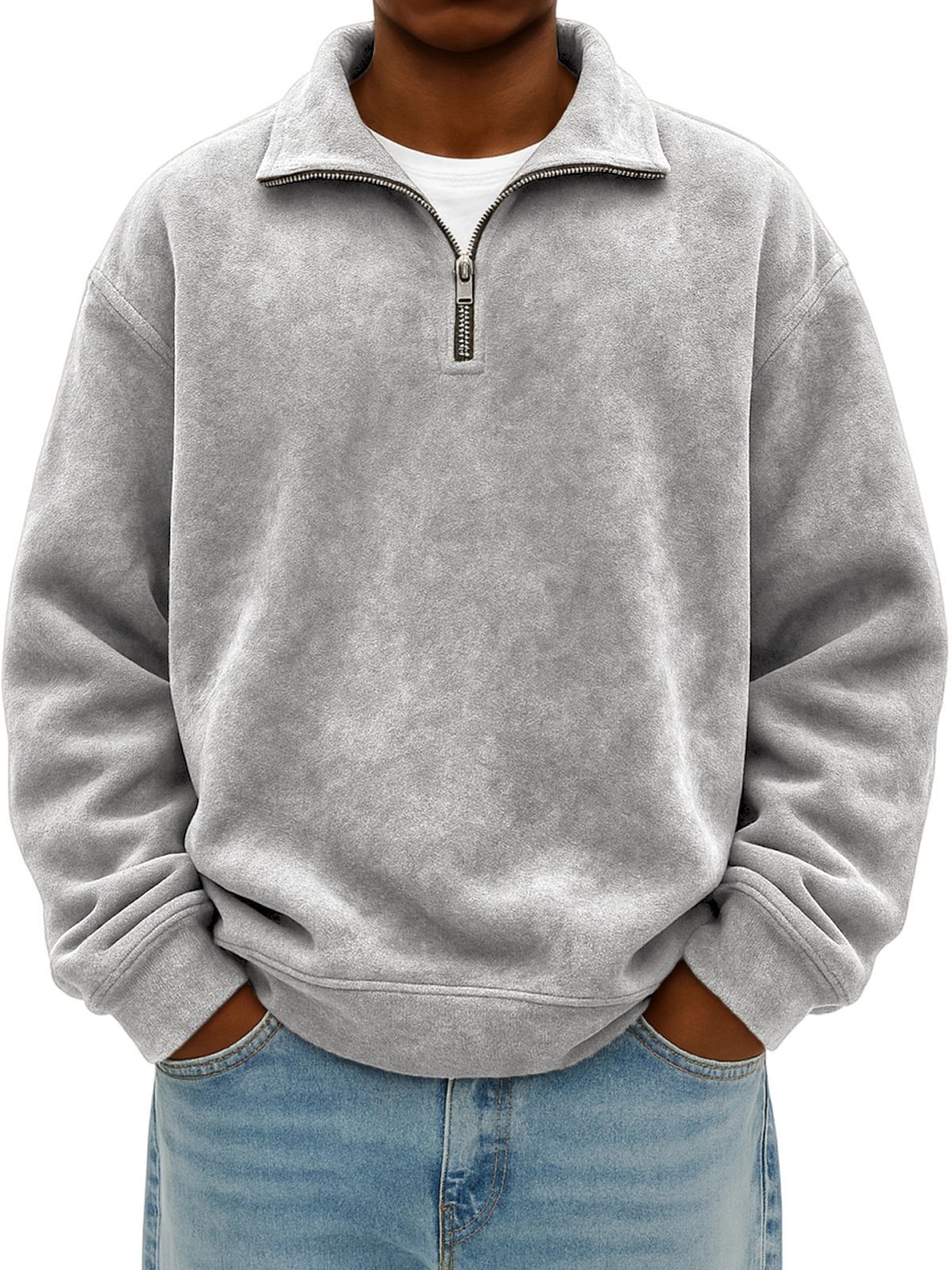 Stylish Vintage Oversized Mens Half-zip Hoodie