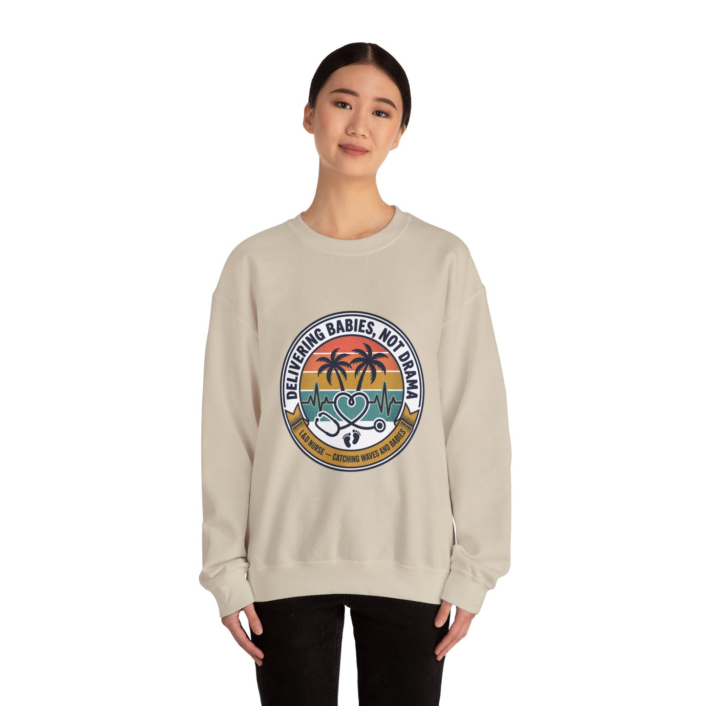 Retro Sunset Palms Crewneck, vintage distressed Americana, summer BBQ 4th of July