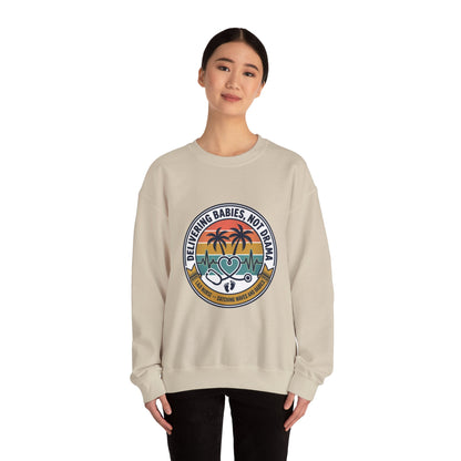 Retro Sunset Palms Crewneck, vintage distressed Americana, summer BBQ 4th of July