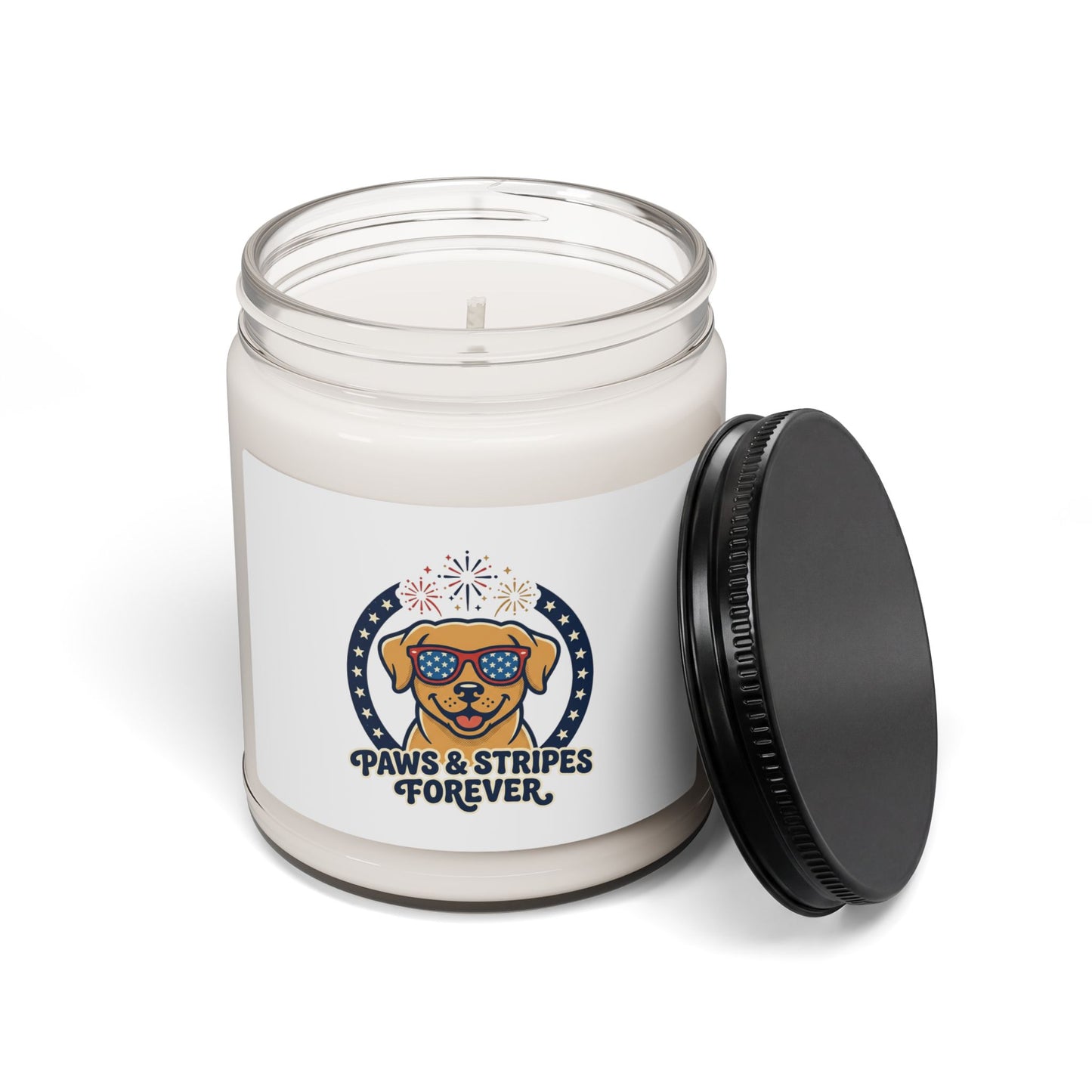 Paws & Stripes Forever Candle, Soy Jar | Americana, Retro 4th of July