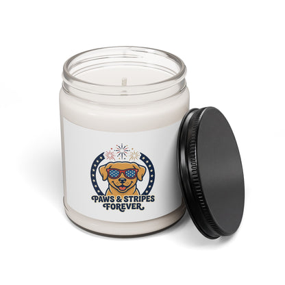 Paws & Stripes Forever Candle, Soy Jar | Americana, Retro 4th of July